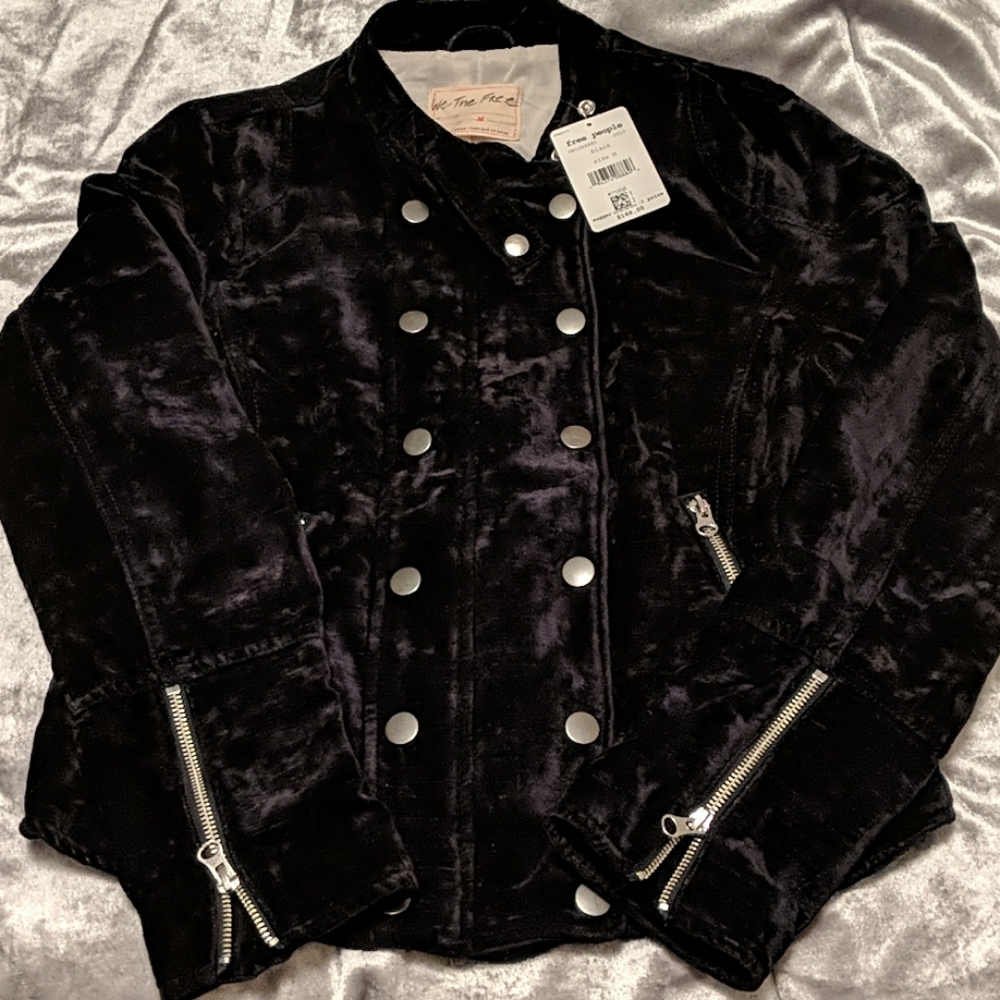 Free People velvet moto jacket.